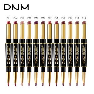 DNM Double Headed Lipstick Lip Liner Pencil Matte Pearly Smooth Easy To Wear Long Lasting Waterproof Moisturizing Lip Gloss