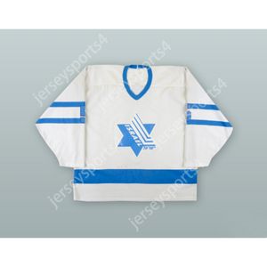 MAGLIA HOCKEY BIANCA SQUADRA NAZIONALE ISRAELE personalizzata NUOVA cucitura superiore S-M-L-XL-XXL-3XL-4XL-5XL-6XL