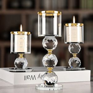 Castiçais 3 Pçs / Set Cristal Candle Stick Titulares Stand Mesa de Café Sala de estar e Sala de Jantar Mesa Centerpieces para Velas 231208