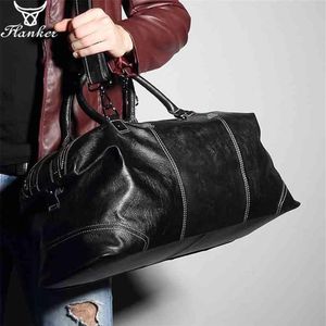 Flanker genuine leather men travel duffle fashion weekend travel bags soft cow leather handbag big shoulder bag large tote bags 21258U