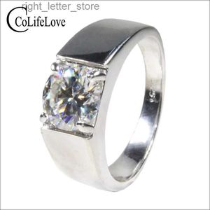 Con pietre laterali CoLife Gioielli 1ct 2ct 3ct D Colore Moissanite Anello uomo Argento 925 Anello Moissanite per uomo Moda Uomo Gioielli Moissanite YQ231209