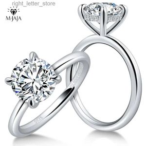 Com pedras laterais anel de moissanite anéis de noivado para mulheres 925 prata esterlina 2ct corte redondo cor D VVSI Lab diamante aliança de casamento joias finas YQ231209