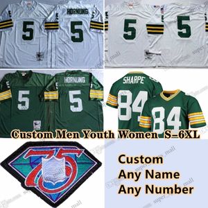 Custom 75th Vintage 5 Paul Hornung 1969 Football Jersey 4 Brett Favre 21 Charles Woodson 15 Bart Starr 66 Ray Nitschke 69 David Bakhtiari 26 Darnell Savage Amos