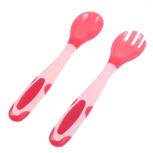 Spoons 1 Set Bendable Spoon Training Fork Toddler Utensil Baby Flatware Temperature Sensing