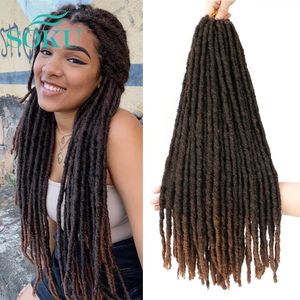 Parrucche sintetiche Trecce dritte all'uncinetto Trecce morbide finte Locs Capelli Dreadlocks Trecce della dea SOKU Ombre Marrone Intrecciatura sintetica dei capelli per le donne 231208