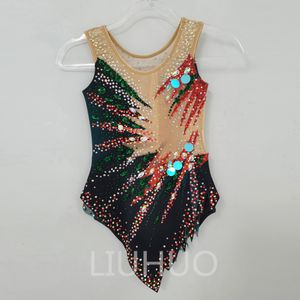 LIUHUO Personalizza Body da ginnastica ritmica Ragazze Donne Verde scuro Competizione Artistica Ginnastica Performance Wear