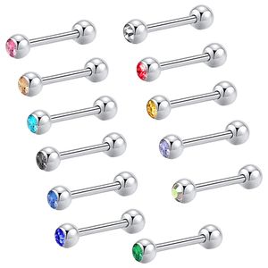 Andra modetillbehör Rostfritt stål Tungnippel Sköld Barbellring Bar Body Piercing Retainer 14G 16mm 12 Färg Välj Rak 231208