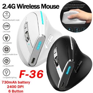 Mice F-36 2.4G Wireless Mouse Blue-ray 6-button Ergonomic Optical Mouse Programming 2400 DPI Rechargeable Gaming Mice 231208