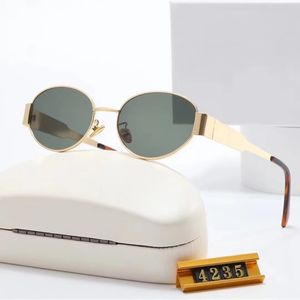 Gorąca sprzedaż moda luksusowe okulary przeciwsłoneczne dla kobiet Mężczyźni okulary okrągłe metalowe rama 4235 z pudełkiem plażowe zdjęcie