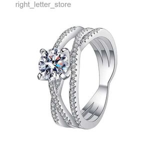 With Side Stones 925 Sterling Silver Ring Women 1 Moissanite Engagement Wedding Bands Fine Jewelry YQ231209