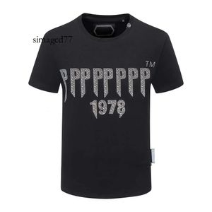 Tişört kadın pp t Phillip tasarımcısı düz gömlek tasarımcısı tasarımcı pleins phleips erkekler erkekler moda kristal mektup ince t-shirt en kaliteli pamuk ca 455