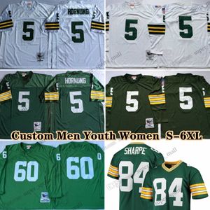 Benutzerdefinierte 75. Vintage 5 Paul Hornung 1969 Fußballtrikots 4 Brett Favre 31 Adrian Amos 12 Aaron Rodgers 33 Aaron Jones 28 Dillon 7 Don Majkowski 83 John Jefferson Kramer