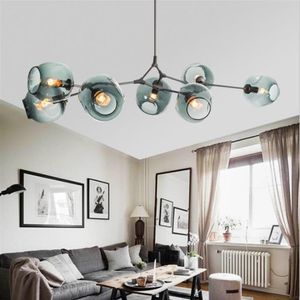 Lampada a sospensione a LED in vetro artistico nordico, apparecchio di illuminazione a sospensione a bolle ramificate per negozio di abbigliamento nella hall del soggiorno2619