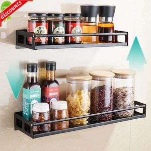 Upgrade Wall Mount Kitchen Organizer Shelves Spice Jar Storage Rack Seasoning Holder Stainless Steel Shelf Kitchen Accessories