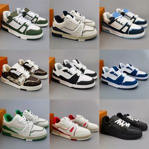 2024 Designer Sneaker Treinador Virgil Sapatos Casual Sapatos Calfskin Leather Abloh Branco Verde Verde Azul Letra PlataM