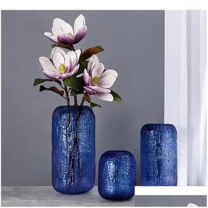 Vases Vases Simplicity Ice Blue Water Pattern Glass Vase Modern Creative Living Room Dining Table Countertop Decoration Home Decoratio Dhq3H