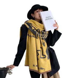 2022新しいデザイナーショールコットンデザイナースカーフ女性冬の温かい長いデュアル使用253z