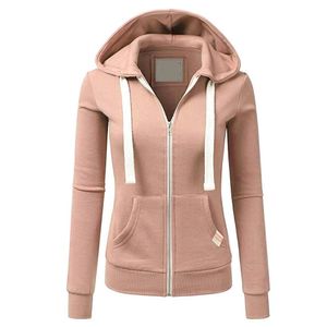 Damen Hoodies Sweatshirts SpringAutumn Lässiger Fleece-Hoodie mit Reißverschluss Damenmode Kordelzug Sportliche Kapuzenmäntel Damen Einfaches Sweatshirt 231208