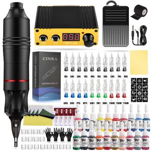 Kits de armas de tatuagem profissional conjunto de máquina rotativa kit fonte de alimentação agulha tinta dc interface arma maquiagem completa 231208