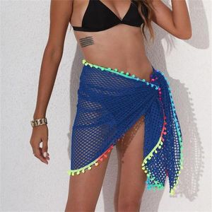 Costumi da bagno da donna Gonne da spiaggia da donna Estate Coprispalle colorati scavati fuori Costume da bagno da donna trasparente con mini spacco