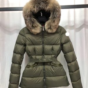 2024 moda nuovo piumino imbottito giacche invernali cappotti colletto in vero pelo di procione caldo parka con cintura cappotto in cotone da donna capispalla grande tasca