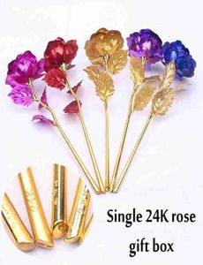 24k Gold Plated Rose med kärlekshållare presentförpackning Valentine039S MOTHER039S Giftdag oss doppat rosfartyg dag blommor guld droppe p99584732