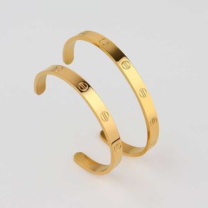 Nuovi braccialetti firmati di marca in oro lucido alta qualità Bracciale rigido con polsino a fascia larga eternità in acciaio inossidabile con gioielli impermeabili