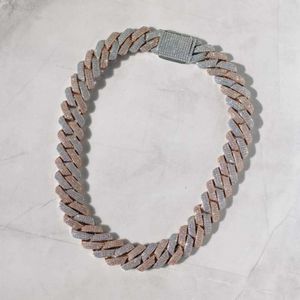 Sztuczny łańcuch diamentowy dla mężczyzny lodowany vvs moissanite Hip Hop Cuban Link Naszyjnik Dwucie biały i różowe złoto łańcuchy