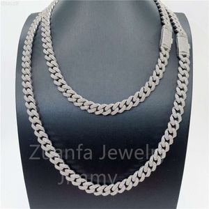 10 mm zwei Reihen Stein Mode Halskette Statement Schmuck S925 Weiß gelbgold plattiert Halskette VVS Moissanit Diamant