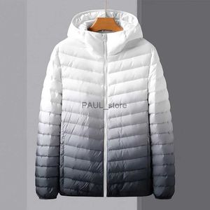 Men's Down Parkas Autumn and winter men's Down jacket 90 white duck down hooded lightweight Down jacket warm gradient Down jacketL231209