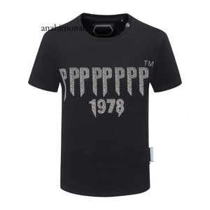 T-shirt damskie pp t Phillip Designer Plain Designer Projektant Pleins Philipps Men Men Men Crystal Letter Slim T-Shirt Najwyższej jakości bawełna CA 201