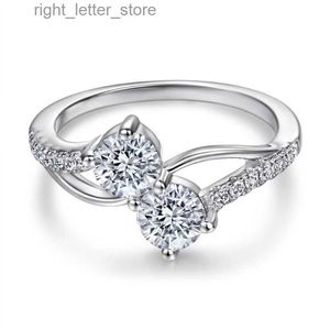 Med sidogenar runt EH Color Moissanite Diamond S925 Silver Letter Style Ring Women Jewelry Wholesale YQ231209