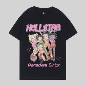 Kazablanka T-Shirt Yüksek kaliteli çift iplik saf pamuk kumaş Amerikan yüksek sokak oyunu moda markası hip hop soyut animasyon desen baskılı mektuplar 389