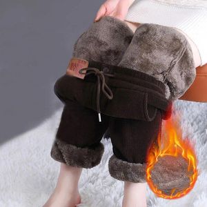 Calças femininas estranhas inverno carga casual quente veludo larga perna calças soltas oversize sweatpants vintage para mulher