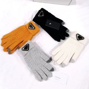 Fünf-Finger-Handschuhe für Herren und Damen, Modedesigner, Marke, Buchstabendruck, verdickt, warm halten, Winter, Outdoor-Sport, reine Baumwolle, hohe Qualität, 4 Farben