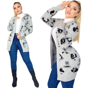 Moda tricô vestidos pista outono inverno trincheira manga longa cardigan com decote em v blusas femininas tricô saias de uma peça roupas