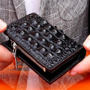 Cost s on Men leather wallets 12 5 12 2 5cm short wallets Crocodile grain real leather with zipper to close excellent qu299q