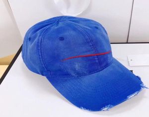 Fashion Designer Baseball Cap Washed Denim Hat Retro Hats Woman Winter Fitted Caps For Men White Red Stripe Mens Casquette ACC9372086