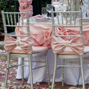 SASHES 100 st Chiavari Satin Chair Band Sash With Pearl Buckle For Wedding Party Decoration 231208