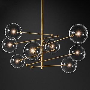 2020 design moderno lampadario a sfera in vetro 6 teste lampada a bolle di vetro trasparente lampadario per soggiorno cucina oro nero luce fixtu288n