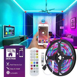 Bluetooth WIFI Светодиодные ленты RGB 5050 2835 Гибкая лента Водонепроницаемая светодиодная лента 5M 10M 15M 20M 25M 30M DC 12V Control W22253F