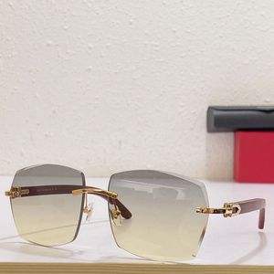 2024 Designer Männer Luxusmarke Sonnenbrille Herren und Frauen rechteckige rahmenlose Holzbein Freizeit -Sonnenbrille in mehreren Farben UV400 CT00520 erhältlich