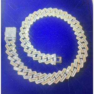 Personalizzazione gioielli di lusso 20mm larghe baguette diamante 925 catena di collegamenti cubani in argento sterling per uomini