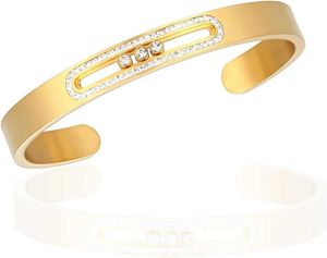 FOCUSTEEL Женский браслет-манжета со съемными бриллиантами Женский браслет из нержавеющей стали