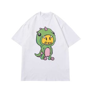 Drawdrew Men's Retro Designer T-Shirts Currency Nemesis Zhi Drew Biber Smiling Face Short Sleeved Love Cartoon Dinosaur Print Trendy Loose Couple Draw T-Shirt 239