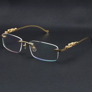 Rimless leopard series Eyeglasses Women Fashion Sunglasses Stainless steel Cat Eye Eyewear Large Square Glasses with box C Decorat2047