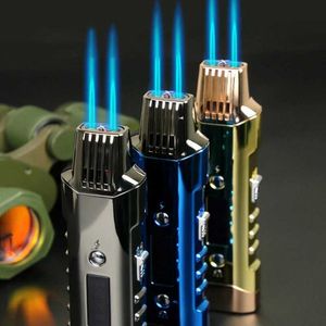 Multifunctional No Gas And Electric Lighter Double Arc Blue Flame White Night Light With Power Display Outdoor Windproof