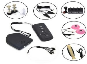 Wireless Remote Control Electro Shock Set Electric Stimulation Nipple Clamps Sucker Pads Anal Plug Themed Adult Sex Toys X07284852568
