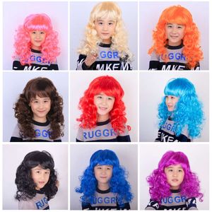 Dazzling Large Colored Wig Set for Children and Adults, Princess Activity Dress Up Headwear, Medium Length Wave Headwear Annual Meeting