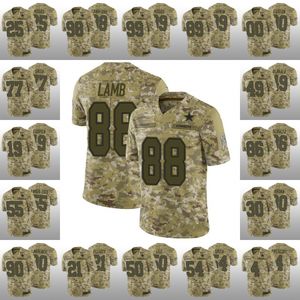 Dallas''Cowboys''Men 21 Ezekiel Elliott 4 Dak Prescott 88 CeeDee Lamb Custom Women Youth Salute to Service Camo Jersey